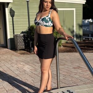 Floral Bikini Top and Black Skirt / short